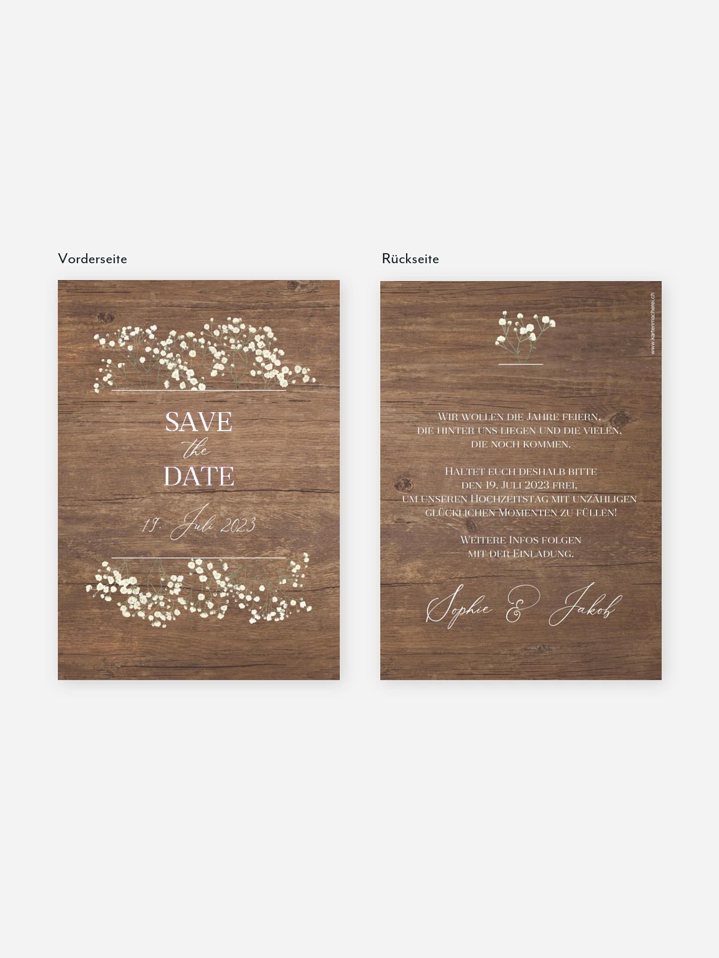 Save-the-Date Karte Rustic Gypsophila