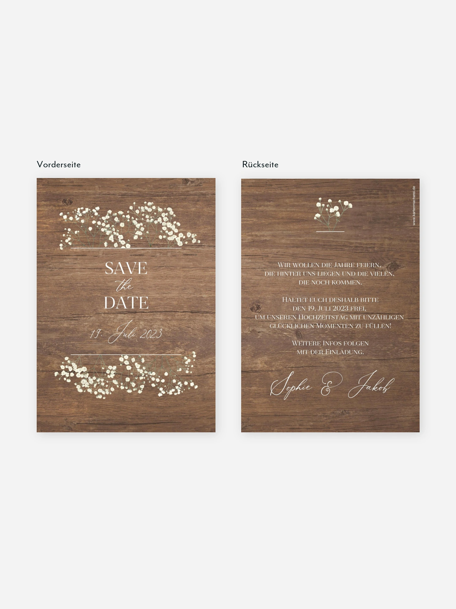Save-the-Date Karte Rustic Gypsophila