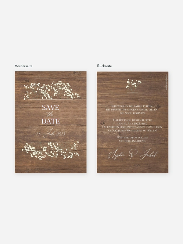 Save-the-Date Karte Rustic Gypsophila