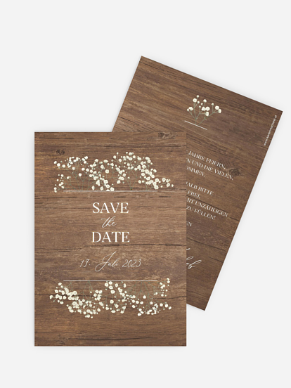 Save-the-Date Karte Rustic Gypsophila