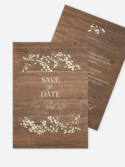 Save-the-Date Karte Rustic Gypsophila