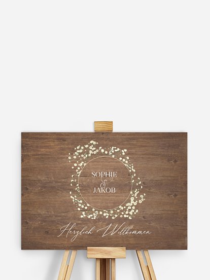 Willkommensschild Rustic Gypsophila