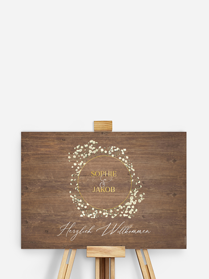 Willkommensschild Rustic Gypsophila