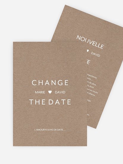 Carte mariage reporté Change the Date