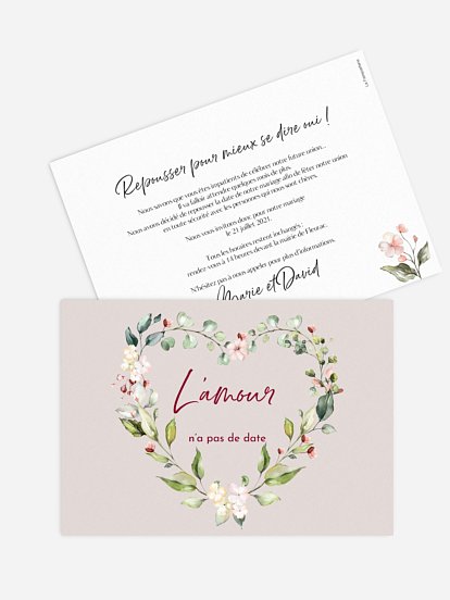 Carte mariage reporté First Date