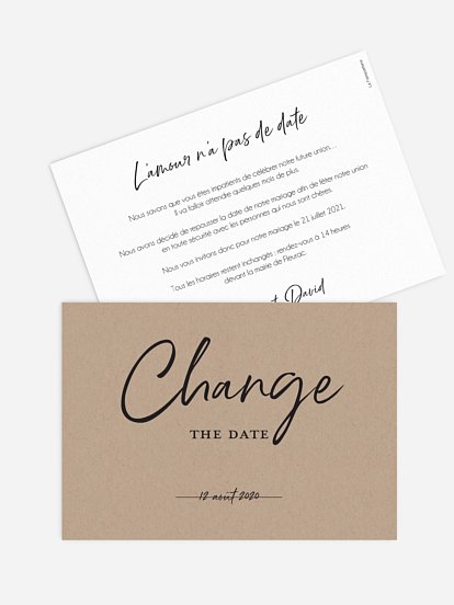 Carte mariage reporté Changement