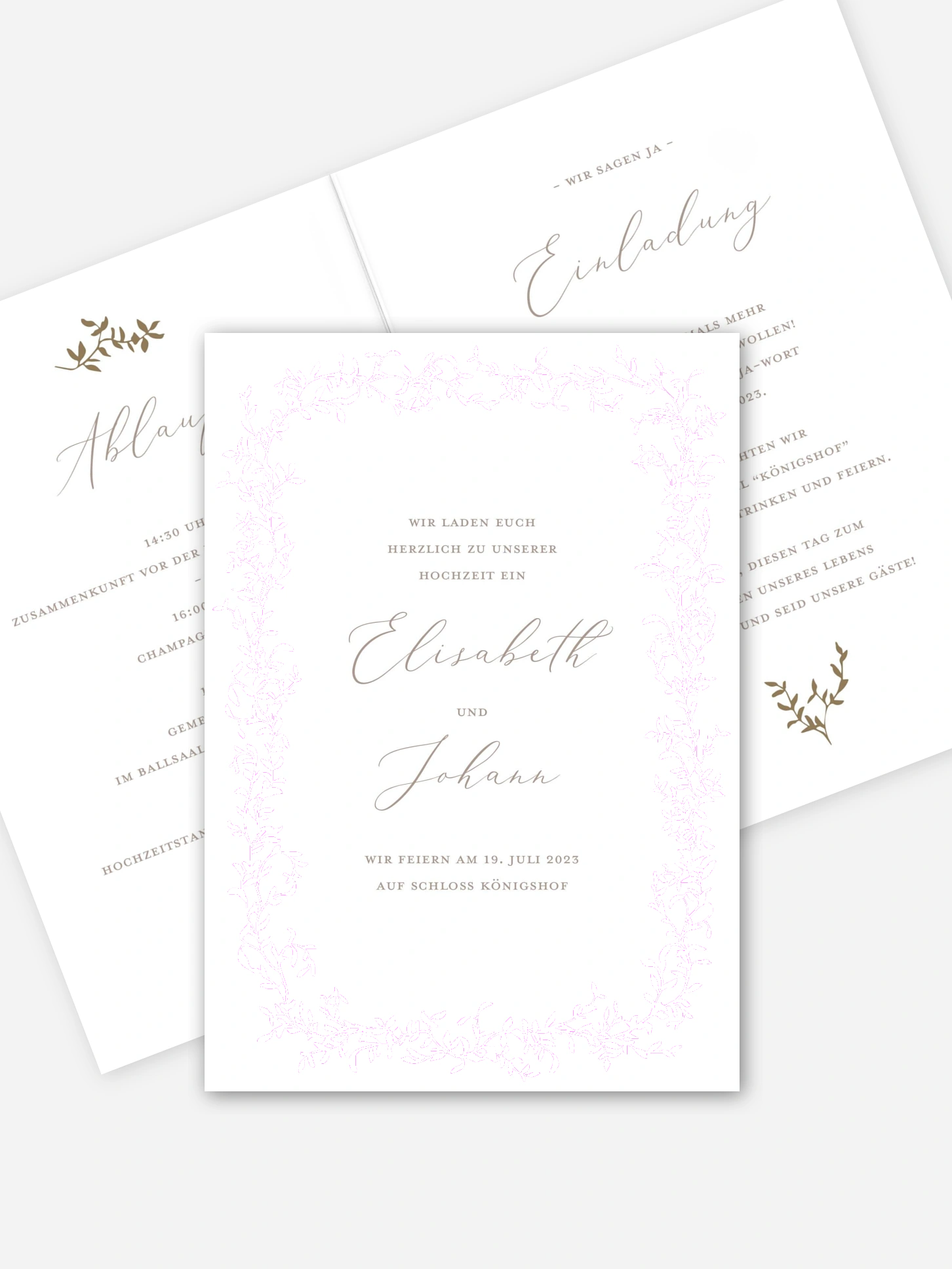 Hochzeitseinladung Blattgold
