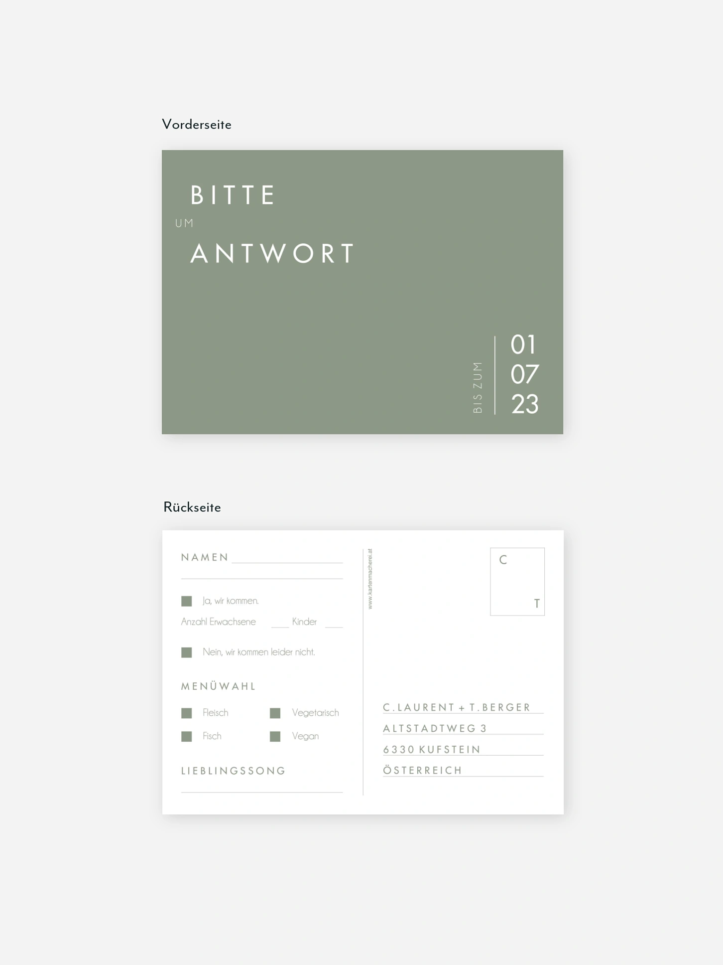Antwortkarte Hochzeit New Purist