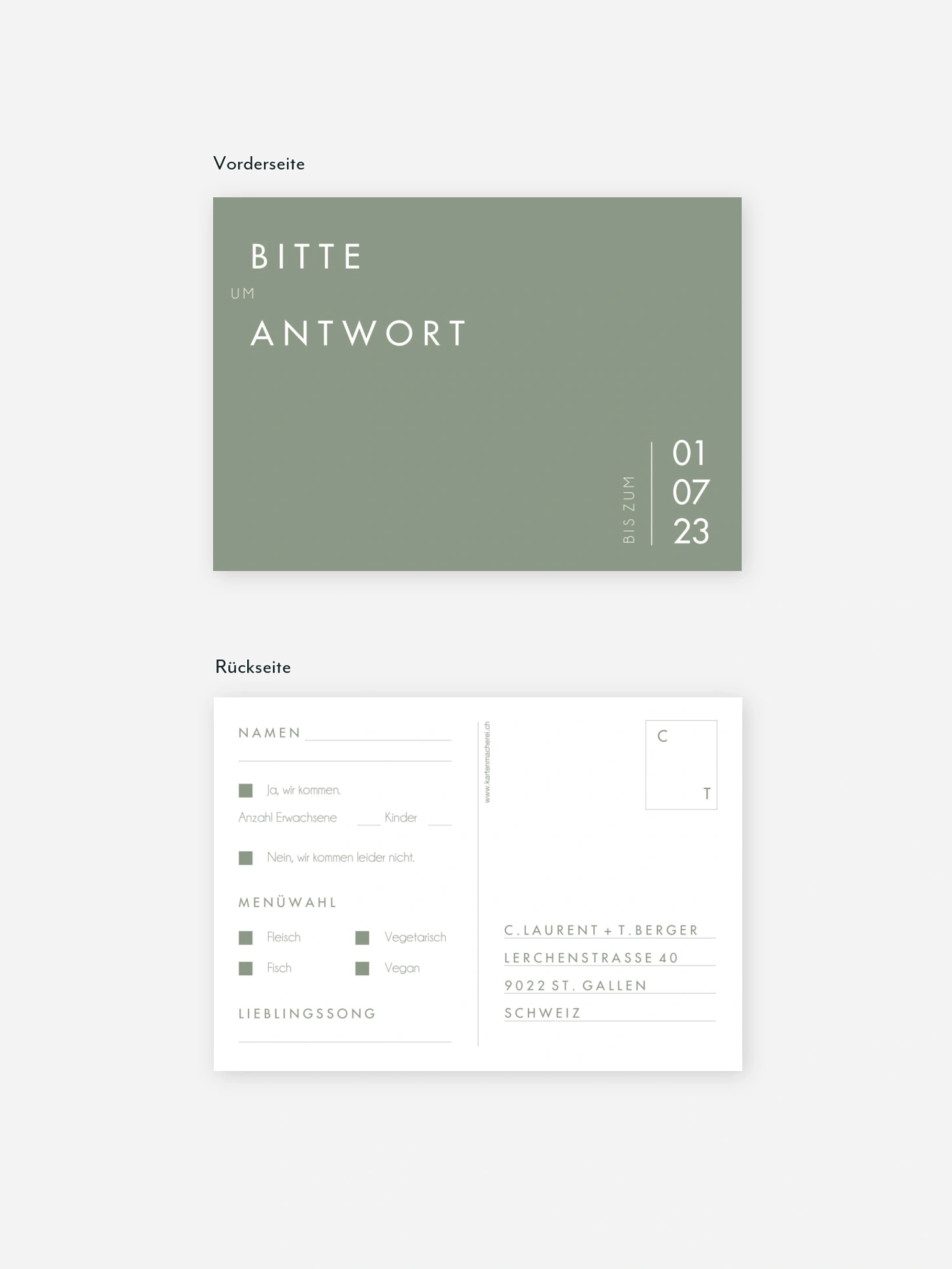 Antwortkarte Hochzeit New Purist