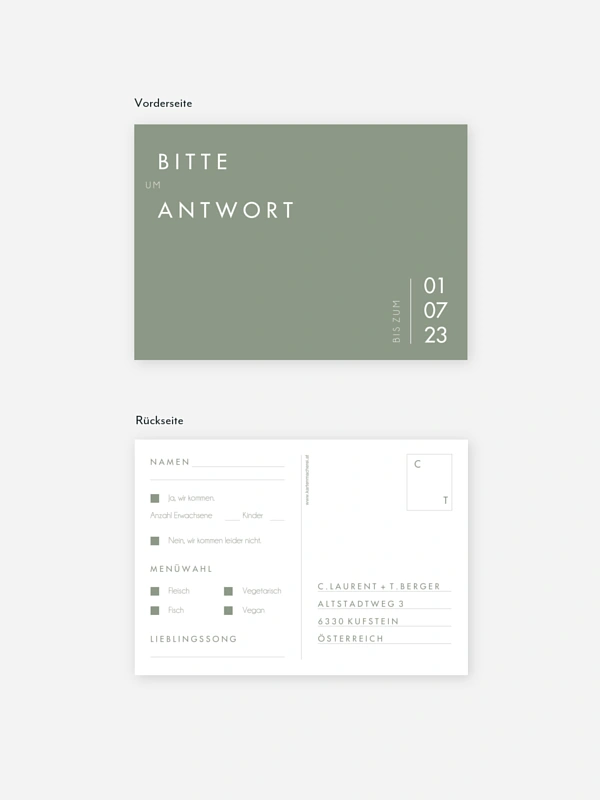Antwortkarte Hochzeit New Purist