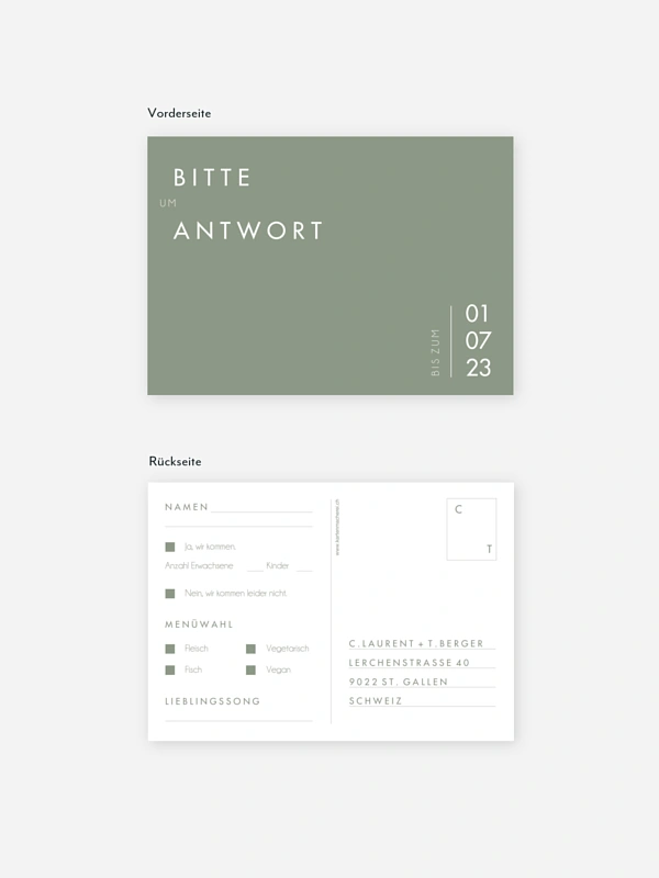 Antwortkarte Hochzeit New Purist