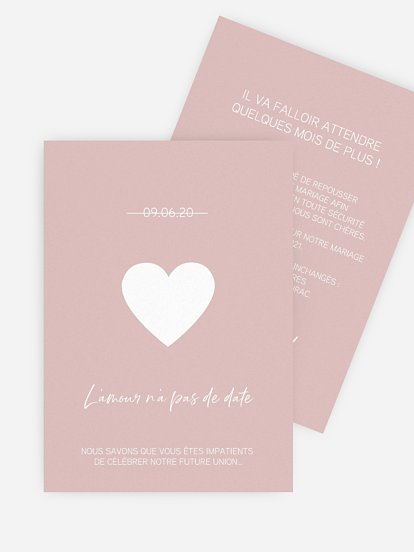 Carte mariage reporté Avec vous