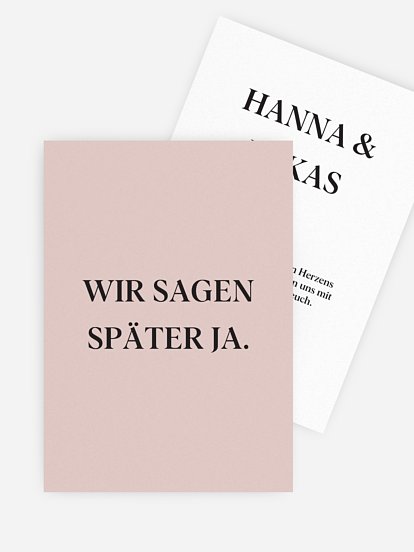 Change-the-Date Karte Wir Sagen Später Ja