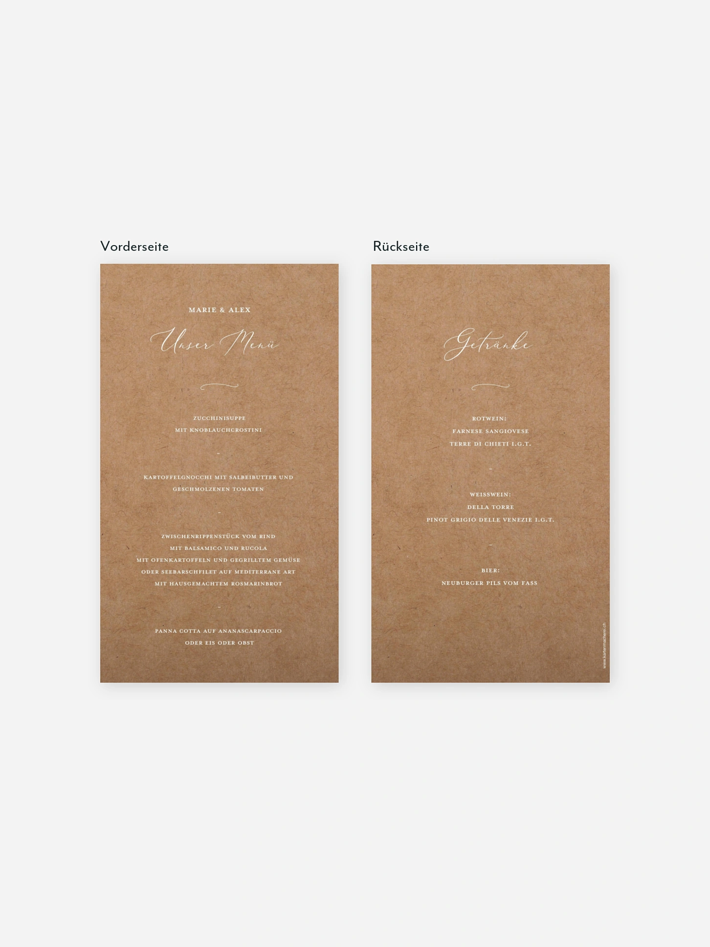Menükarte Hochzeit Romantic Family