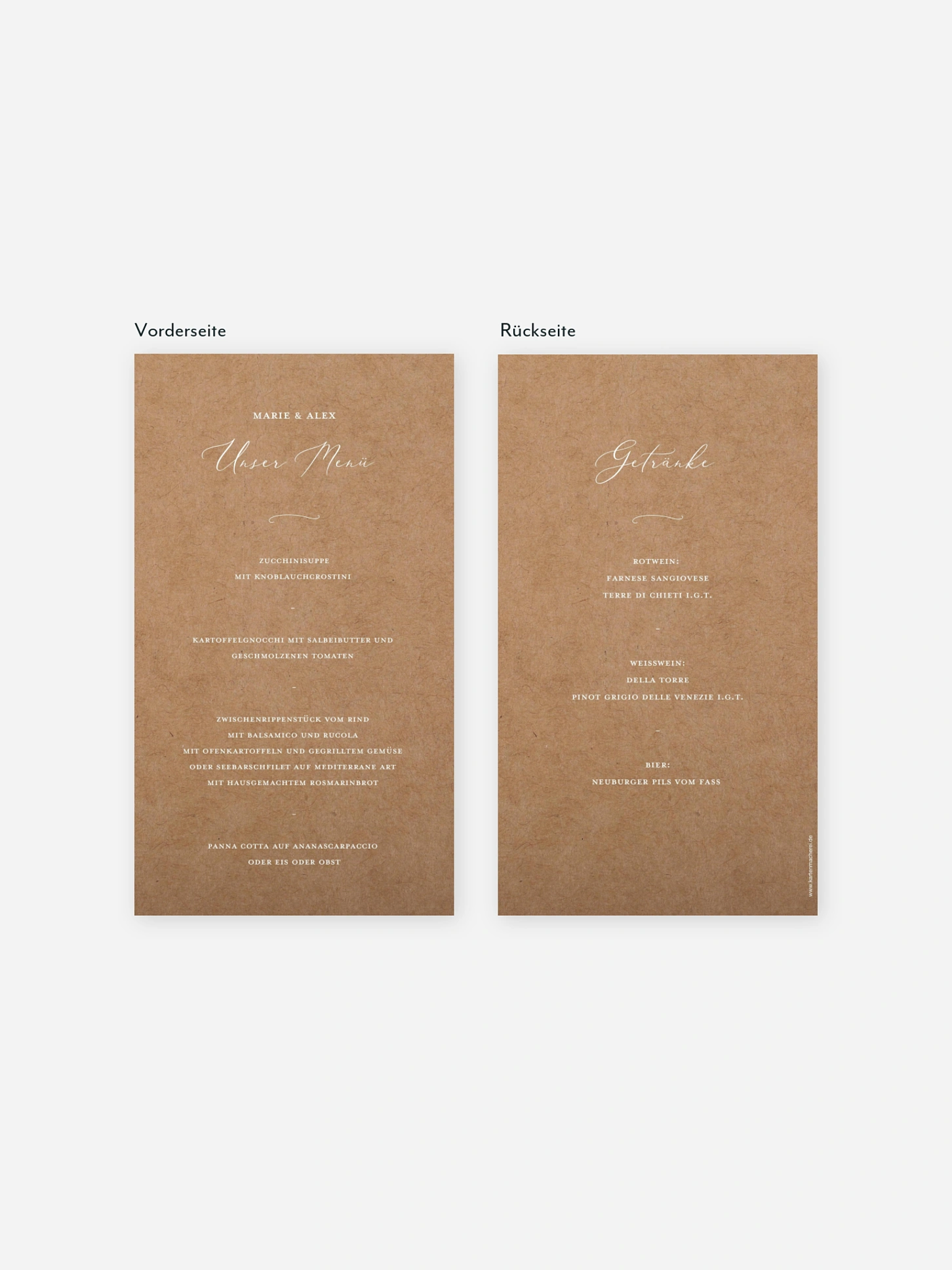 Menükarte Hochzeit Romantic Family