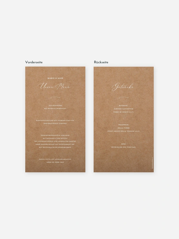 Menükarte Hochzeit Romantic Family