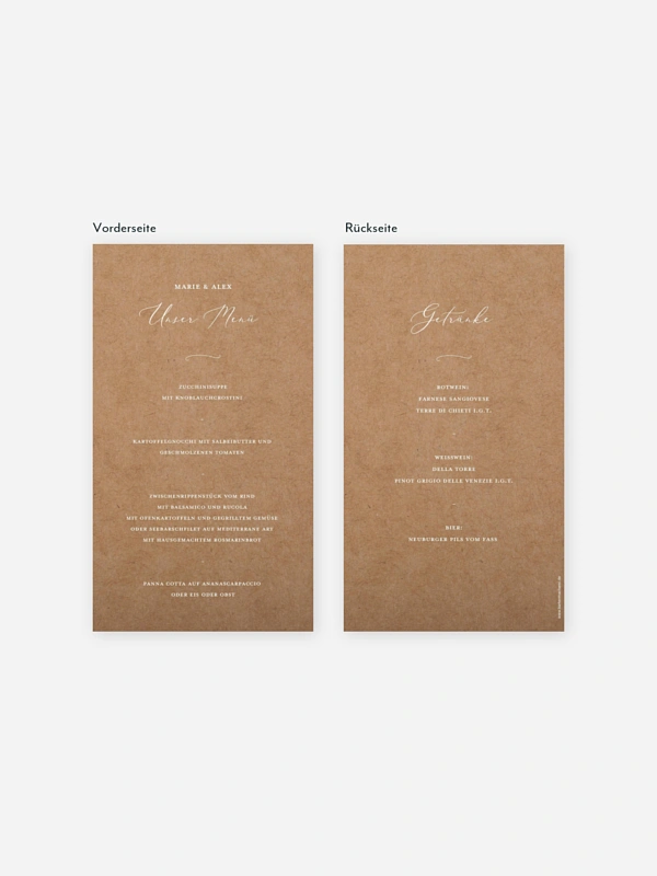 Menükarte Hochzeit Romantic Family