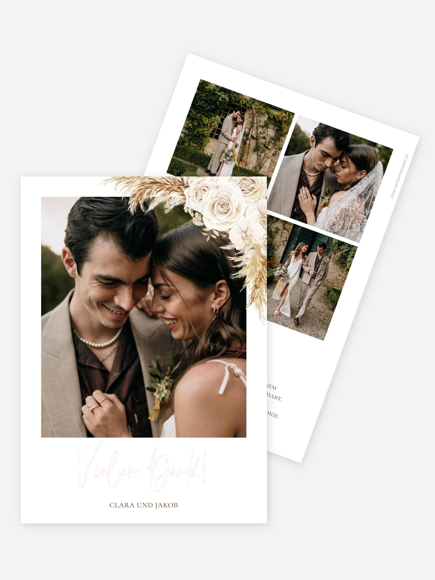 Dankeskarte Hochzeit Elegant Boho