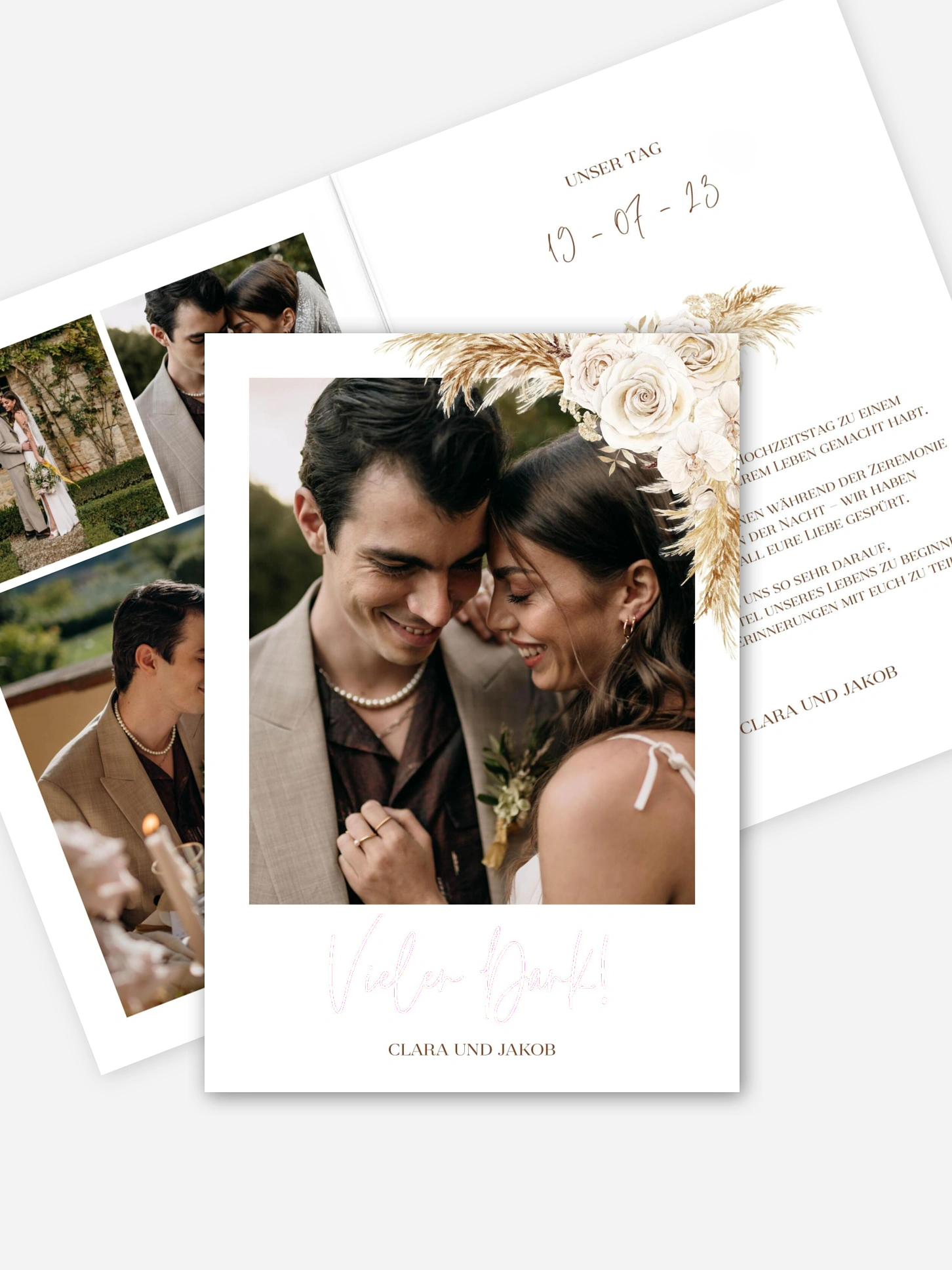 Dankeskarte Hochzeit Elegant Boho