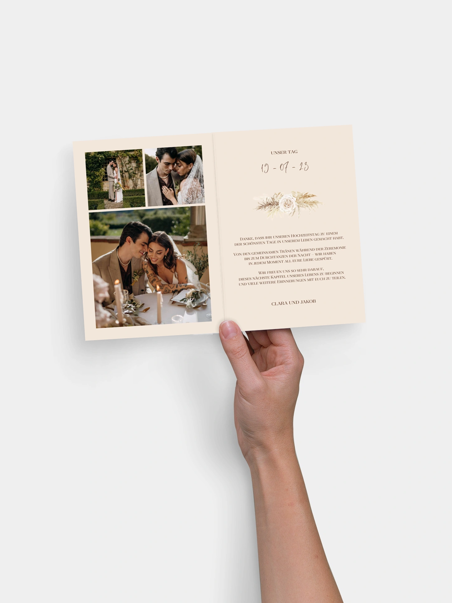 Dankeskarte Hochzeit Elegant Boho