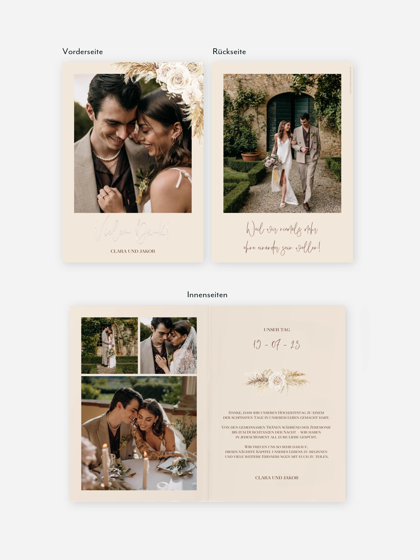 Dankeskarte Hochzeit Elegant Boho