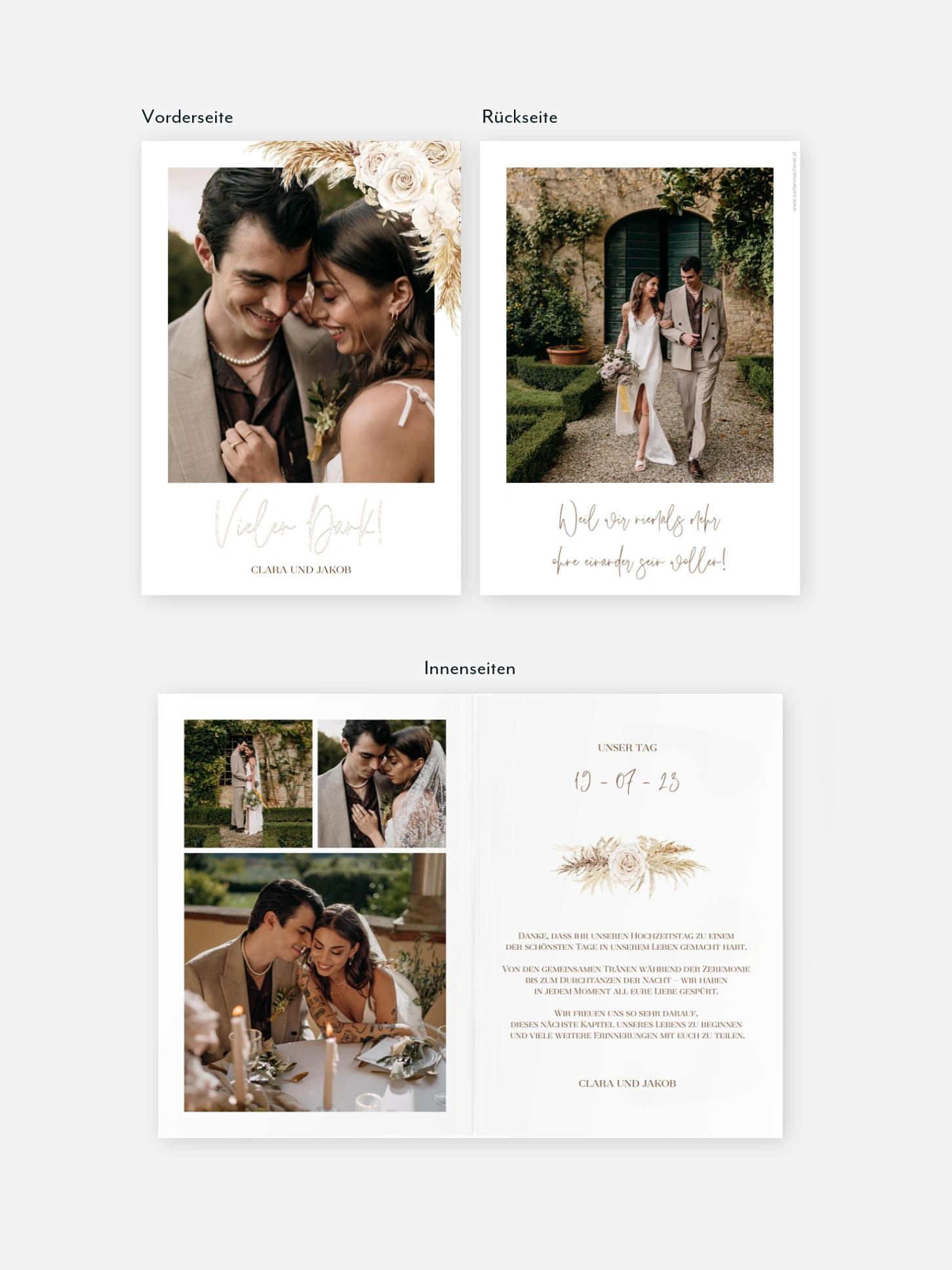 Dankeskarte Hochzeit Elegant Boho