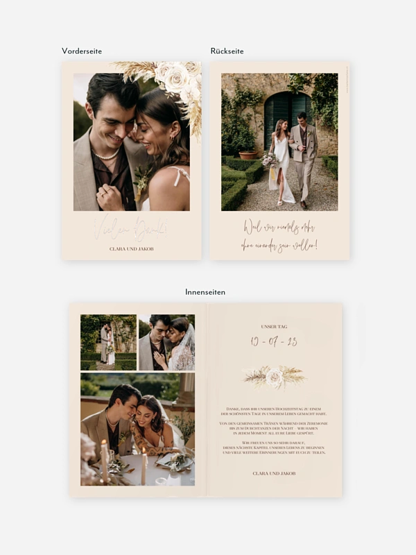 Dankeskarte Hochzeit Elegant Boho