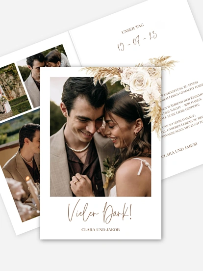 Dankeskarte Hochzeit Elegant Boho