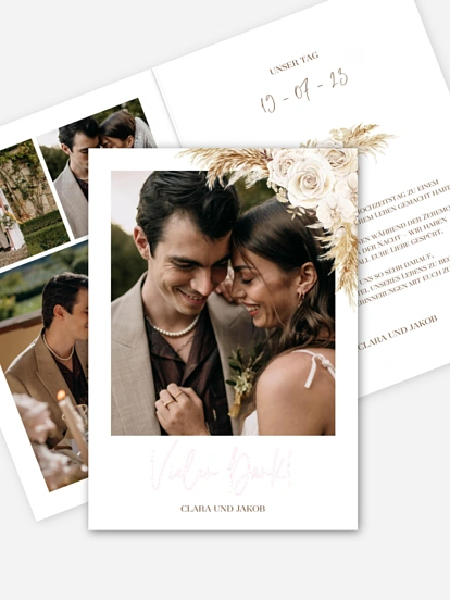 Dankeskarte Hochzeit Elegant Boho