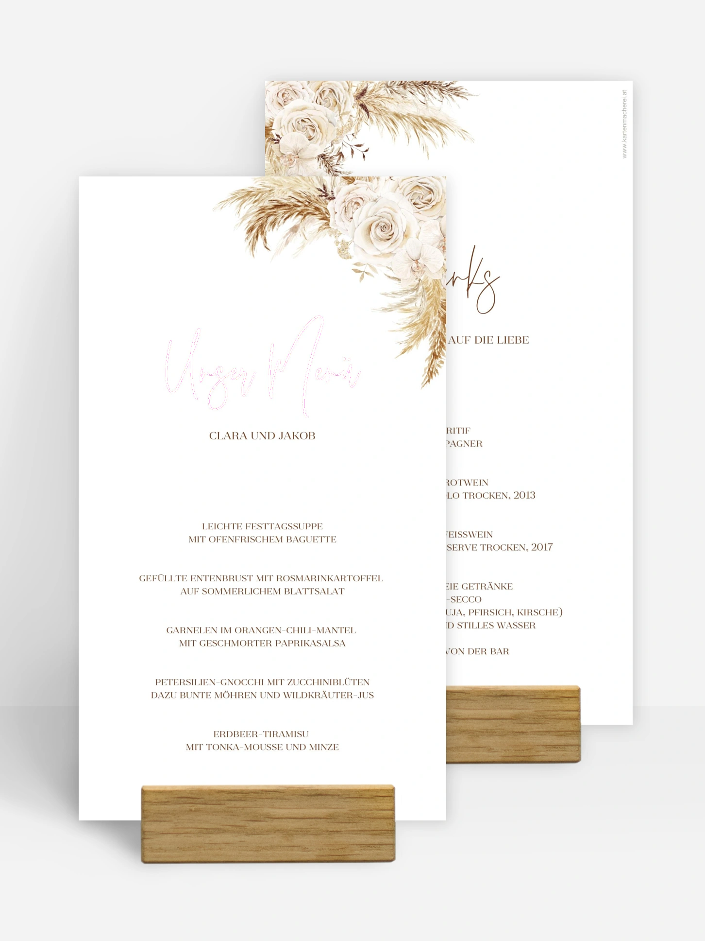 Menükarte Hochzeit Elegant Boho