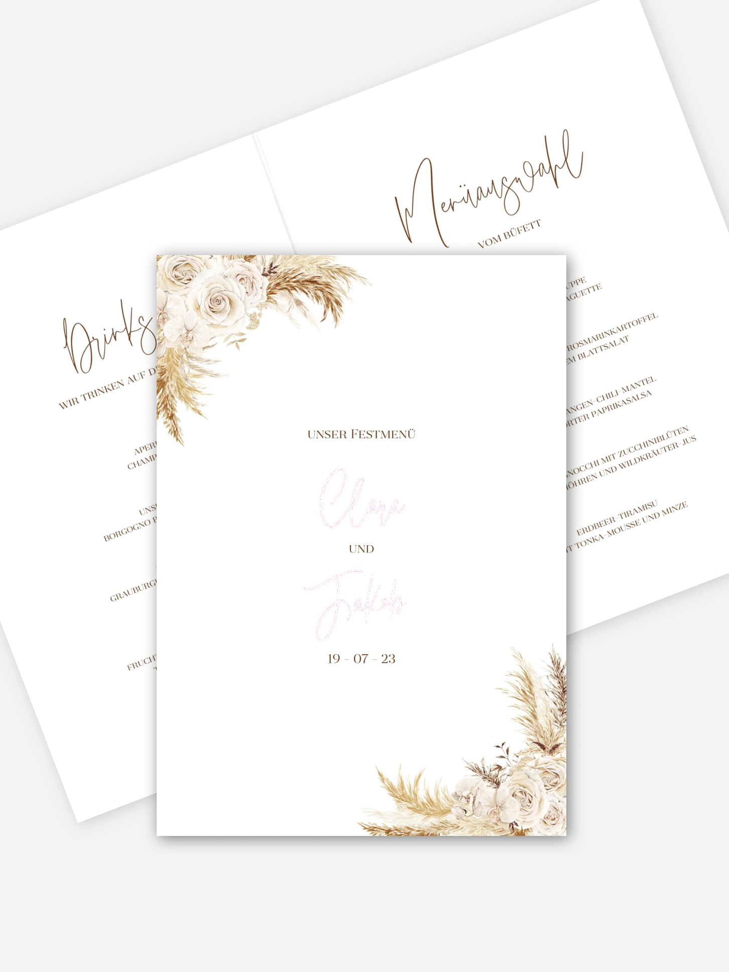 Menükarte Hochzeit Elegant Boho