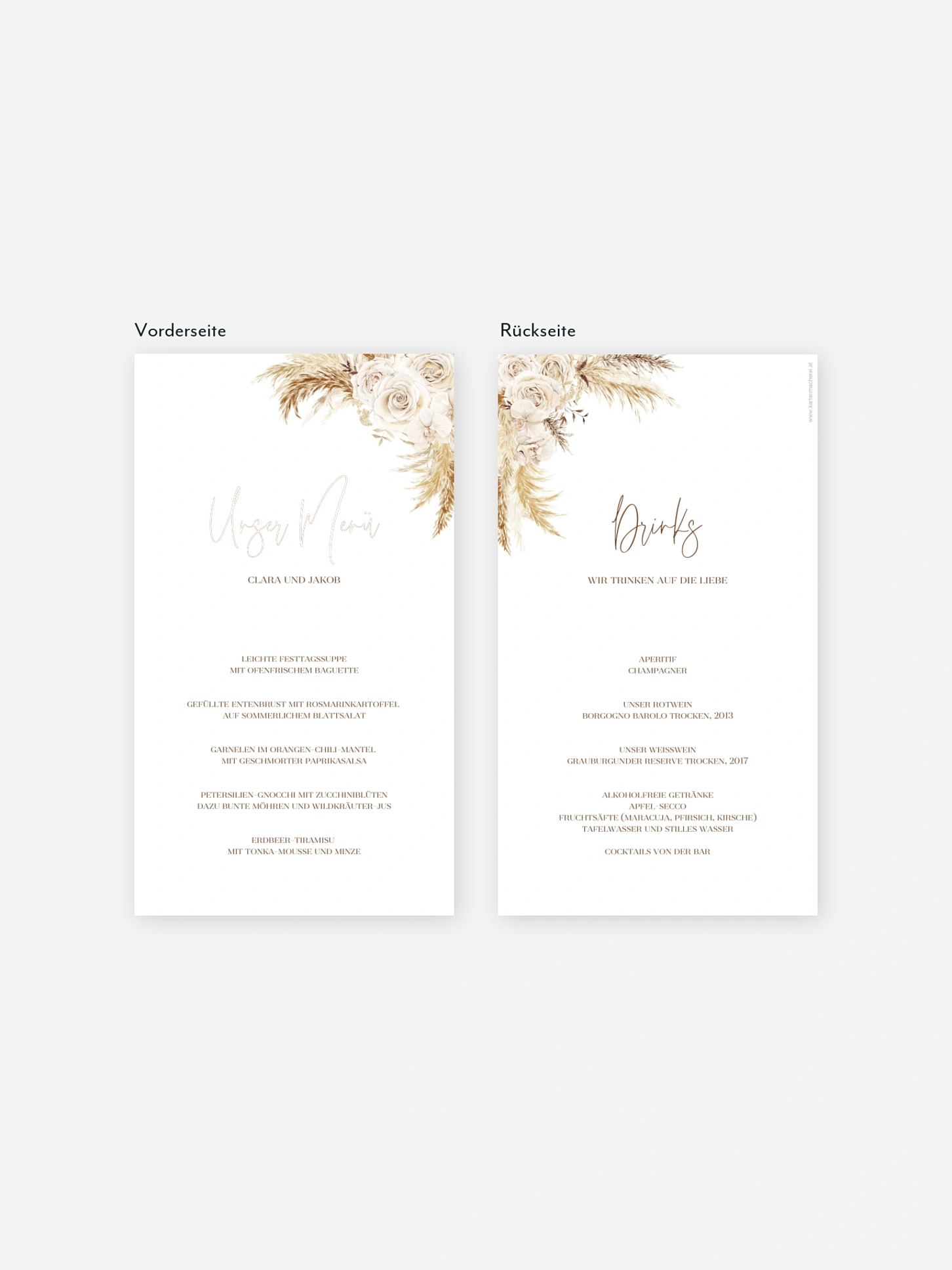Menükarte Hochzeit Elegant Boho