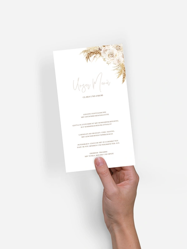 Menükarte Hochzeit Elegant Boho