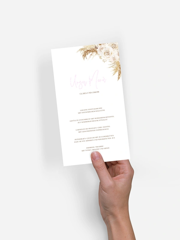 Menükarte Hochzeit Elegant Boho