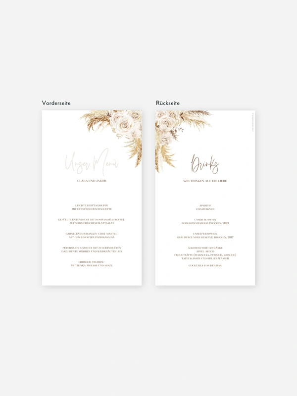 Menükarte Hochzeit Elegant Boho