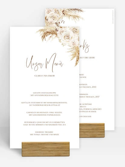 Menükarte Hochzeit Elegant Boho