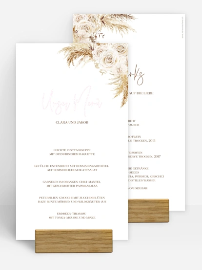 Menükarte Hochzeit Elegant Boho