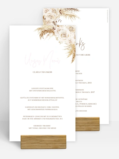 Menükarte Hochzeit Elegant Boho