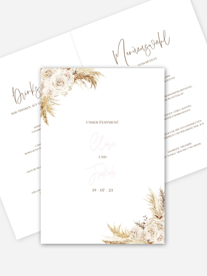 Menükarte Hochzeit Elegant Boho