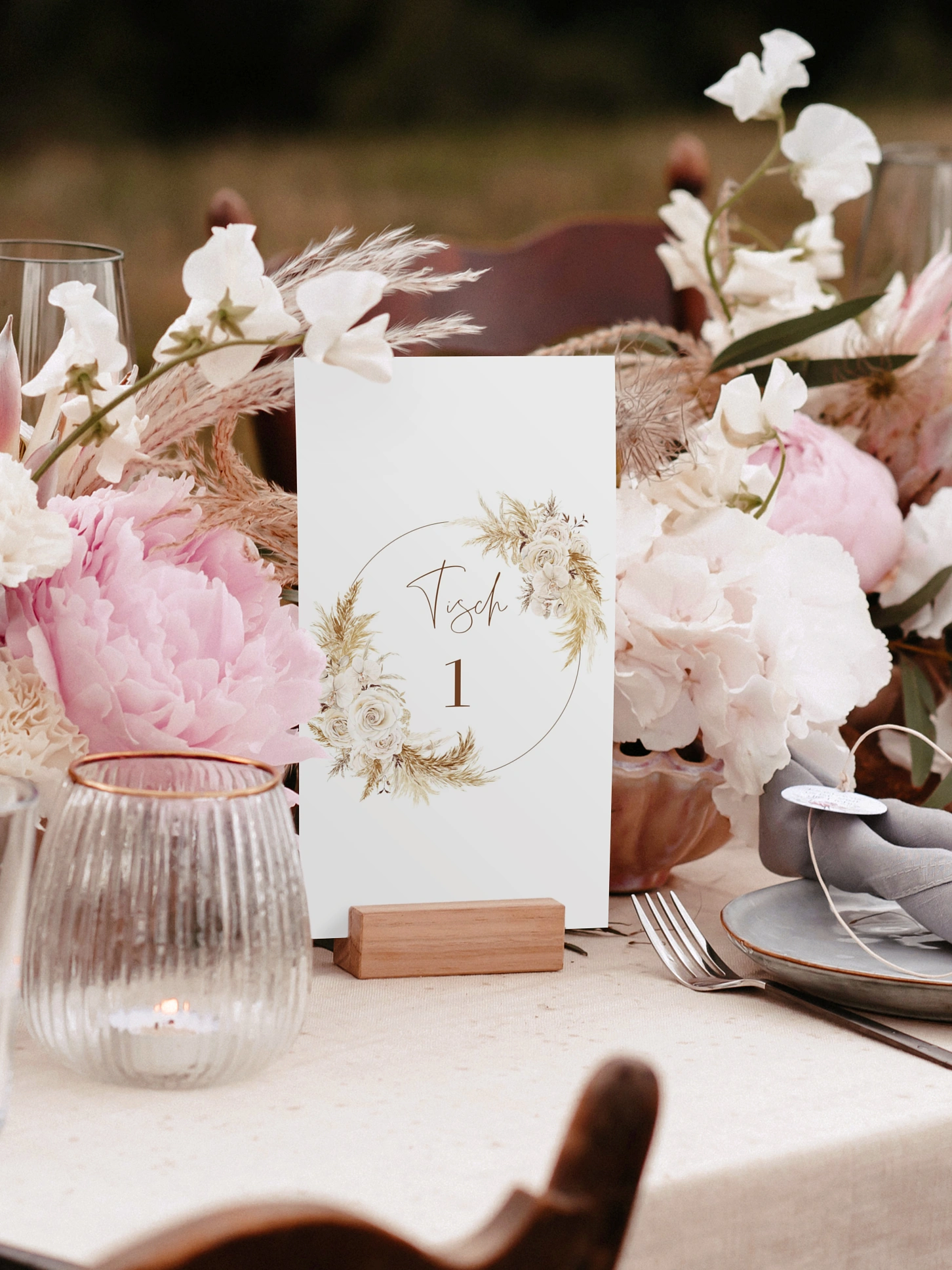 Tischnummer Elegant Boho