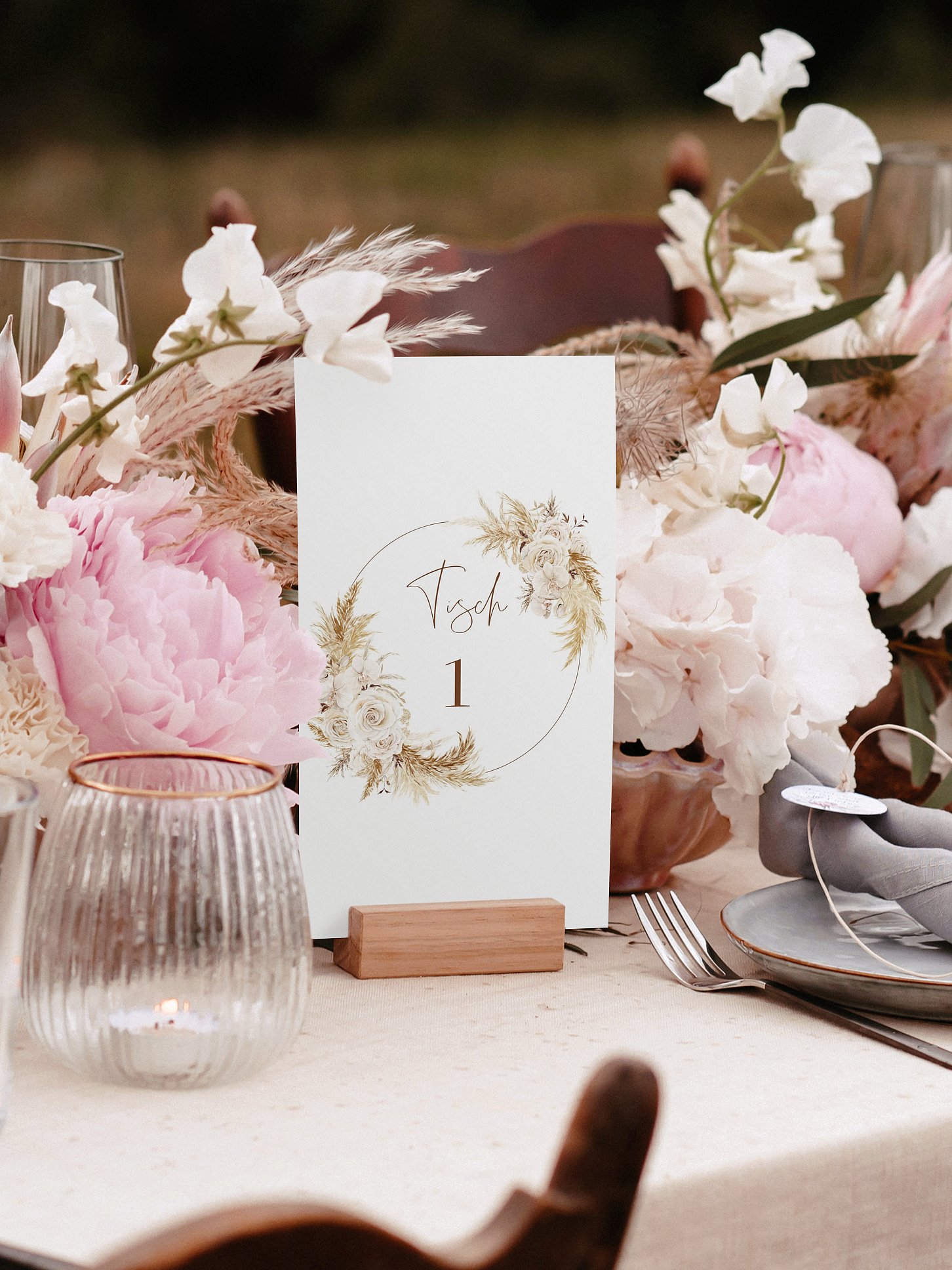 Tischnummer Elegant Boho