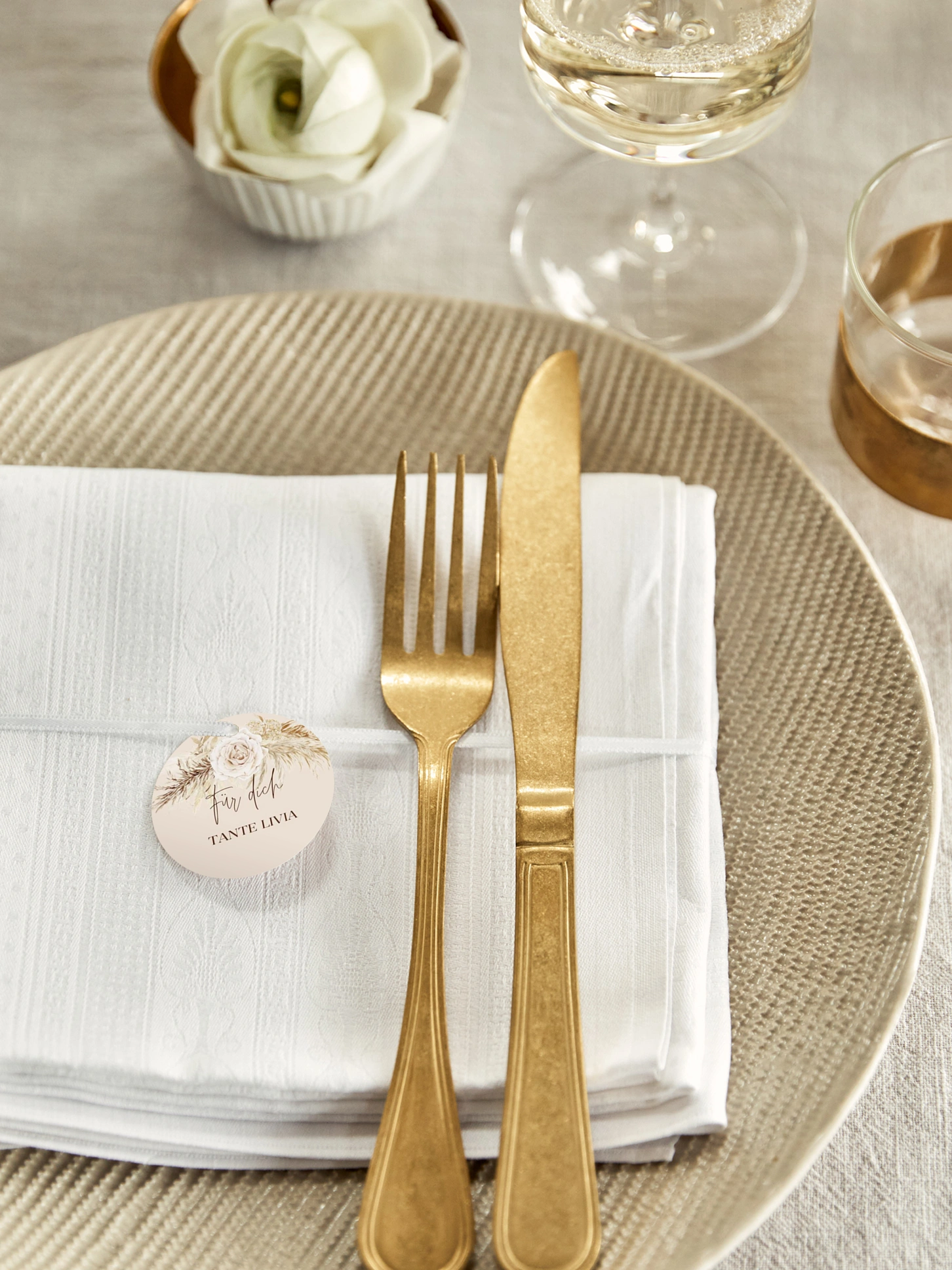 Anhänger mit Band zur Hochzeit personalisiert Elegant Boho
