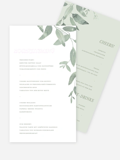 Menükarte Hochzeit Lovely Sage