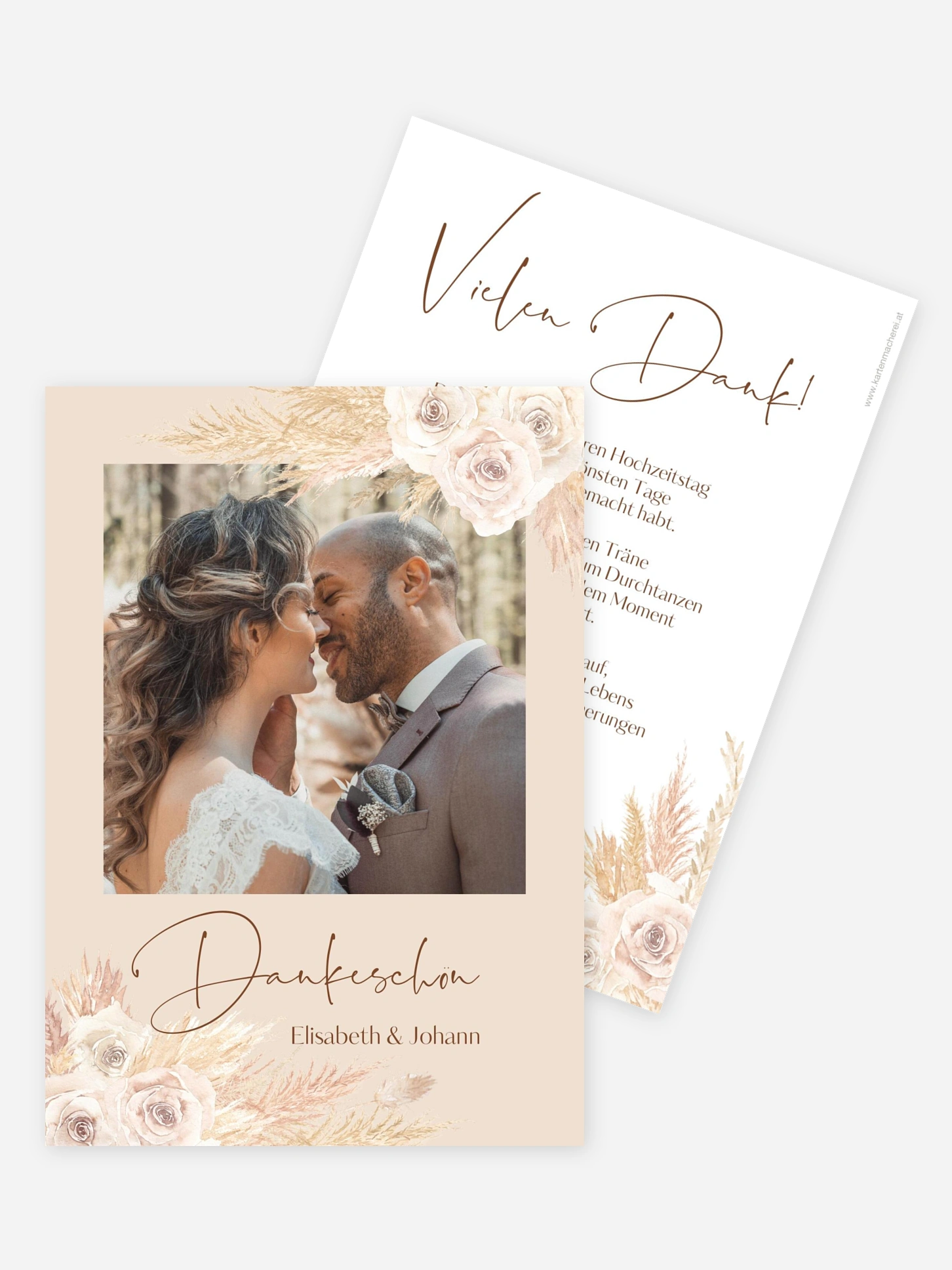 Dankeskarte Hochzeit Dreamy Pampas