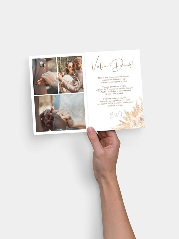 Dankeskarte Hochzeit Dreamy Pampas