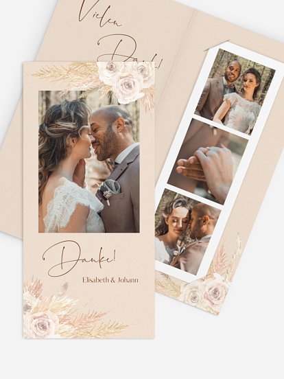 Dankeskarte Hochzeit Dreamy Pampas