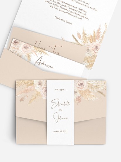Hochzeitseinladung Dreamy Pampas