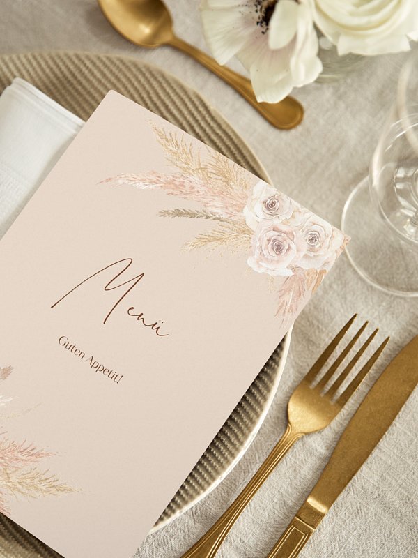 Menükarte Hochzeit Dreamy Pampas