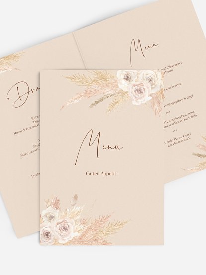 Menükarte Hochzeit Dreamy Pampas