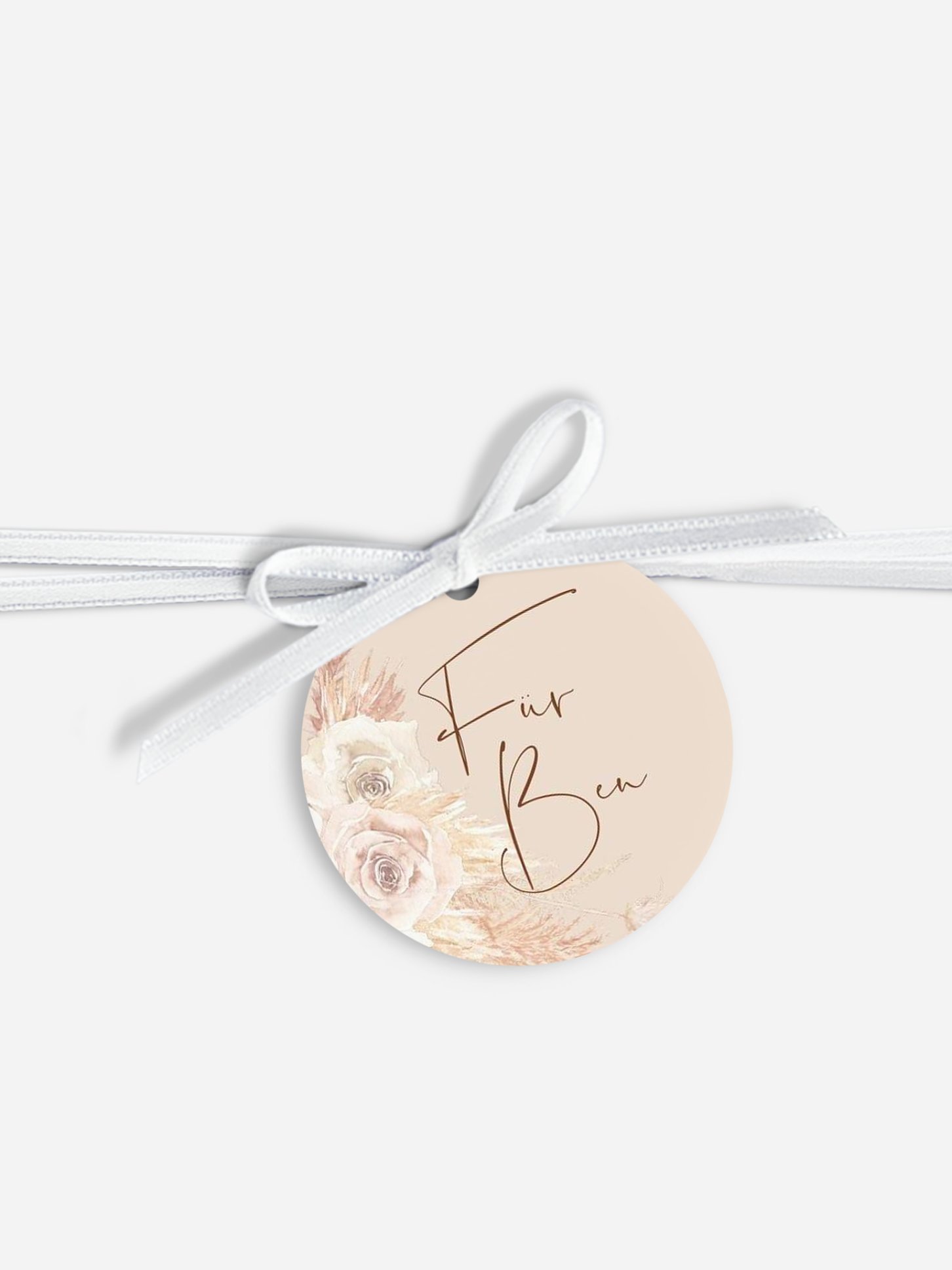 Anhänger mit Band zur Hochzeit personalisiert Dreamy Pampas